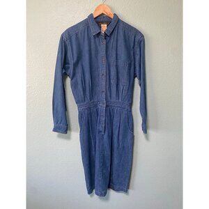 NWT Eddie Bauer Women's Vintage Denim Cotton Button Shirt Midi Dress Size Medium